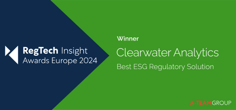 Clearwater Analytics Wins RegTech Insight Award | Best ESG Regulatory Solution